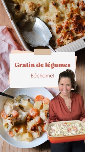 Marie gourmandise | recettes saines & rapides on Instagram: "Gratin de légumes à la béchamel 🥕🥦🥔🧀 Le plat doudou qui fait aimer les légumes à toute la famille. Un gratin simple, fondant, qui embaume la cuisine et réchauffe les soirs pressés. Parfait pour un repas complet, sans prise de tête, et validé par les enfants. Ingrédients (4 pers.) • 4 carottes • 1 petit chou-fleur • 3 pommes de terre • 2 poireaux • 150 g de lardons • 50 cl de bouillon de légumes • Fromage râpé Béchamel express • 40 
