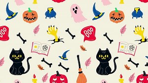 Download Loop Background. Halloween pattern with different tyrolean elements. Seamless pattern with doodles in color. 4K video footage for free