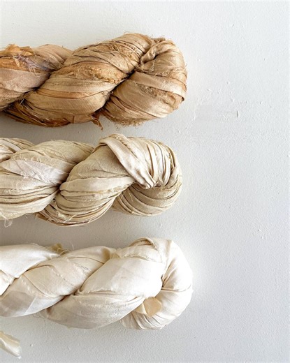 Sari Silk Ribbon Skein, Recycled Raw Edge Textile Yarn for Embroidery, Junk Journals, Jewelry Making and Mixed Media Art - Etsy