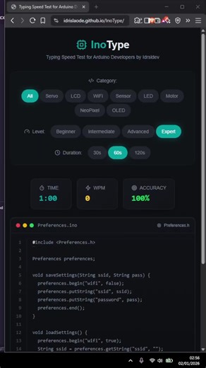 Latihan mengetik sekaligus membiasakan diri dengan syntax Arduino. Efektif & menyenangkan! 💻 #Arduino #code #vscode