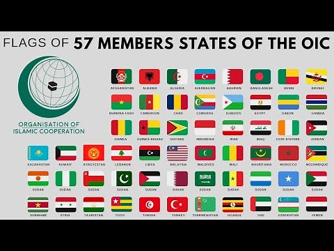 Flags And Countries Name Of 57 Islamic Cooperation (OIC) Members