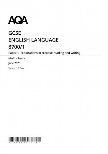 AQA GCSE English Language Paper 1 2025 Mark Scheme
