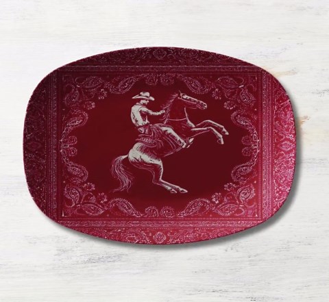 Red Western Cowboy Serving Platter – Bandana Style Ranch Kitchen Decor, Rustic Farmhouse Western Tableware, Horse Dishes - Etsy
