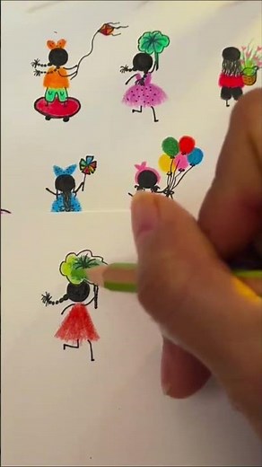 How to draw a girl taking shelter from the rain with leaves #satisfying #drawingtutorial #drawing