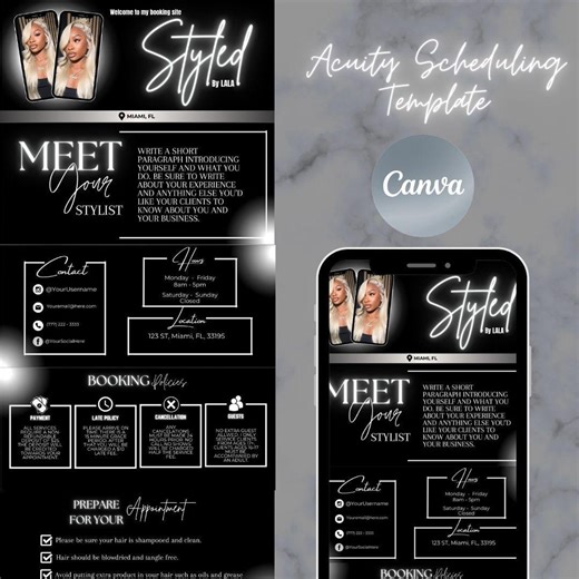 Hair Stylist Acuity Scheduling Template: Canva Branding (digital Download) - Etsy