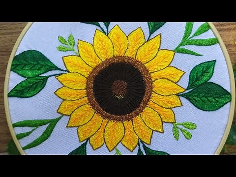 Step-by-step embroidery for sunflowers 🌻