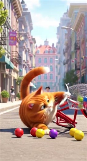 OMG😱Cat Spills Marbles All Over the Street💔 Watch the chaos unfold #catsoftiktok #funnycats #marbles
