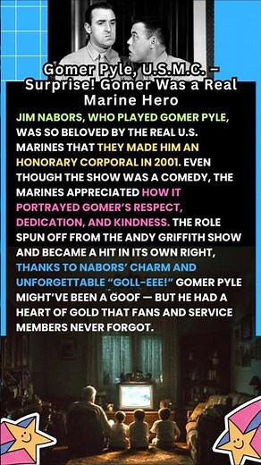 Gomer Pyle, U S M C – Surprise! Gomer Was a Real Marine Hero #TVTrivia #NostalgiaTV #ClassicTV