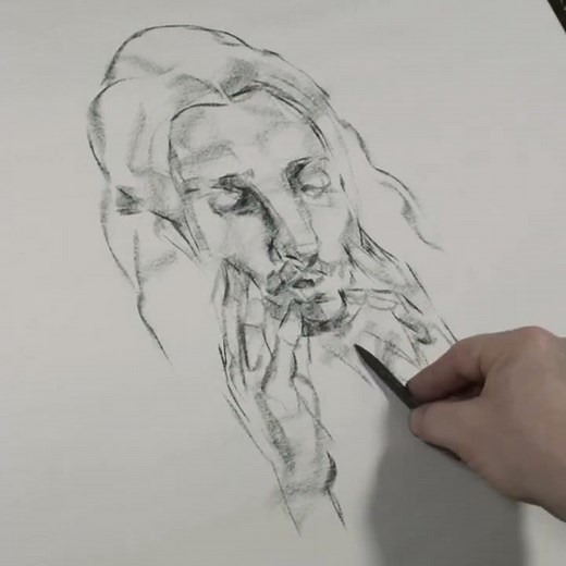 Live Portrait in Charcoal Time-lapse - Fabio 2