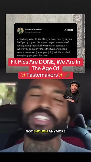 Thought this was an interesting conversation, that fit pics are done and people have moved on to wanting more. What is that more? Genuine taste 🤌🏾 Now Forest (who originally started this convo) claims it’s because finding clothes is too easy right now. Before you had to ask these fit pic pages and hope they didn’t gatekeep. And that is true but I honestly think it more has to do with rep culture now. Way bigger than when I was a teen. People no longer care about what you’re wearing, they want