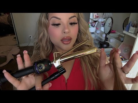 ASMR: Marcel Curling Iron Styling✨Hair Fluffing, Brushing, & Sectioning 🎀🪞