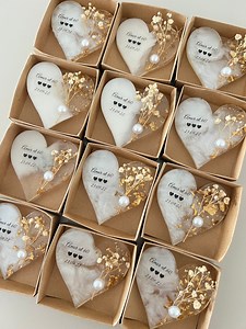 Epoxy Heart Wedding Magnet Favors: Gold Flower Wedding, Bridal Gifts - Etsy