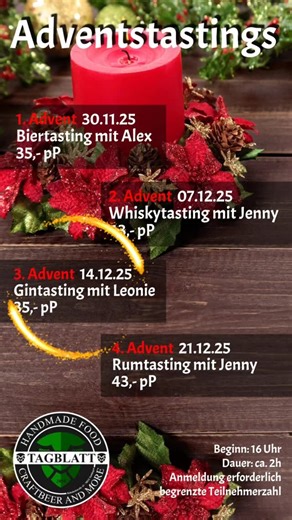 TAGBLATT on Instagram: "Entdecke die Welt des Gins. Von fein bis feurig am 3. Advent – 14.12.2025! Erlebe ein Tasting, das deine Sinne wachkitzelt und jedes Glas zur Entdeckung macht. Probiere dich mit unserer Leonie durchs Wacholder-Wunderland und finde deinen Lieblings-Gin. Anmeldung erforderlich! 35 € pro Person. #tagblatt-tut #genusskeller #hopfx #dieweltdesgins #gintasting #adventstasting #tuttlingen"