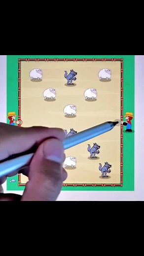 Fun Digital Game with Cartoon Farmer and Sheep