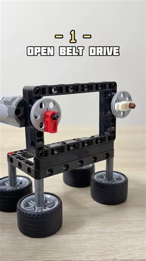 Open - Crossed - Compound (Belt Drive Demonstration)#legotechnic #mechanical #mechanism