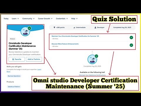Omnistudio Developer Certification Maintenance Summer ’25 | Salesforce Trailhead | Quiz Solution