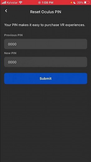 How to RESET OCULUS PIN in iOS app?