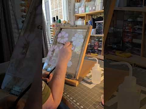 Airbrushing Applique for the Stained Glass Cardinal Quilt