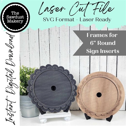 Decorative Interchangeable Scallop Frame Bundle SVG | Laser Cut File | Glowforge | 6" Round Sign Insert Frame | Seasonal Interchangeable - Etsy