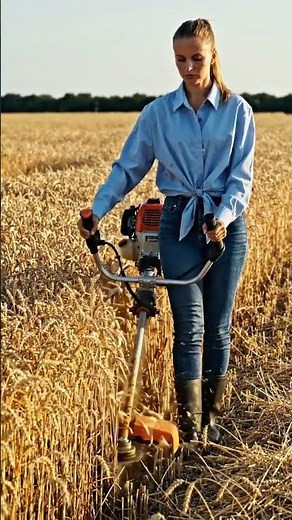 Efficient Wheat Harvesting by Woman | Smart Farming Tech