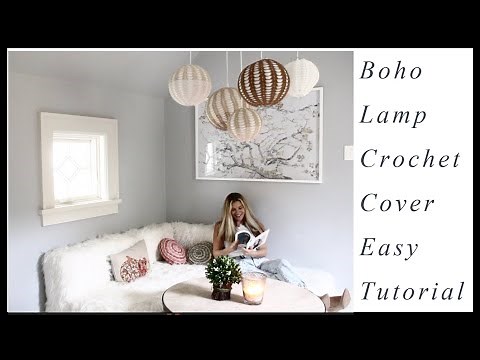 Crochet Boho Lamp Shade Cover Easy Tutorial