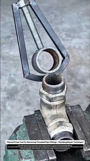 "Manual Press Tool for Removing Threaded Pipe Fittings – Plumbing Repair Technique"