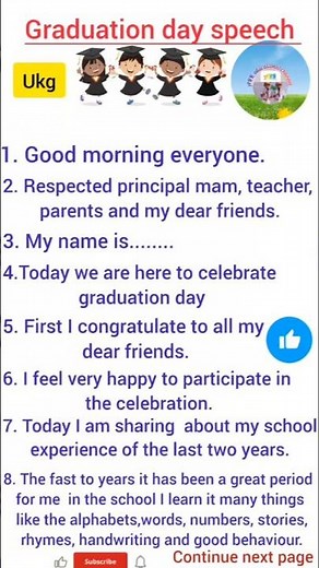 graduation Day speech#graduation status speech by ukg students#graduation day speech in English