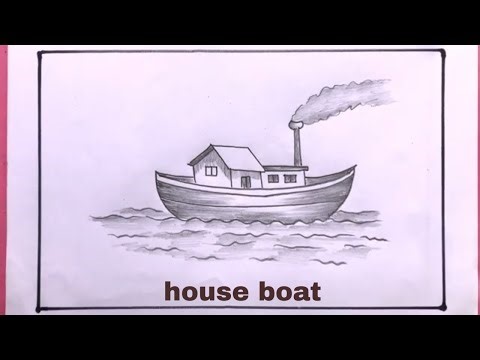 How To Draw House Boat Step By Step Easy/House Boat Drawing