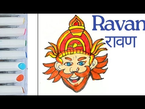 How to draw ravan face step by step/ Dussehra drawing