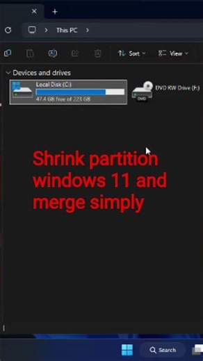 Shrink partition windows 11 and merge simply