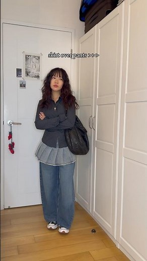 4 ways to layer skirts over pants #outfitinspo #falloutfitinspo #styling #layering #ootd