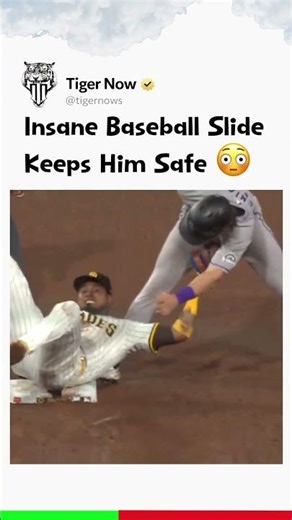 Insane Baseball Slide Keeps Him Safe 😳