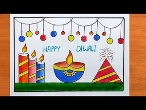 Diwali Drawing / Happy Diwali Poster Drawing Easy / Diwali Festival Drawing / Diwali Special Drawing