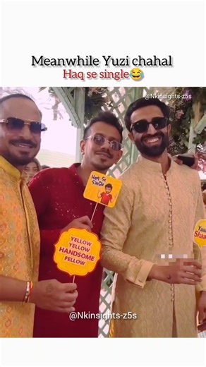 Yuzi Be like: Haq se single 😅🤭#yuzichahel#kuldeepyadav#wedding#couple#reception#rashmikamandanna