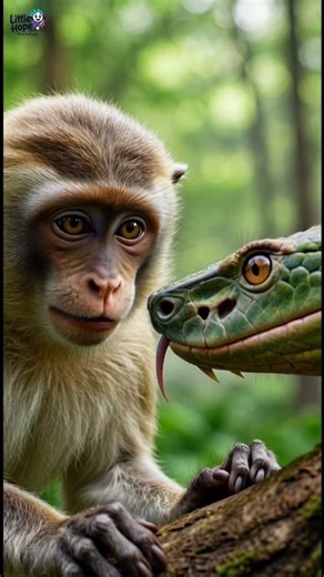 Monkey vs Giant Snake 🐒🐍#MonkeyVsSnake#SnakeAttack#junglebattle #WildlifeFight#JungleAction#animals