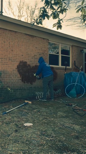 Michael San Miguel on Instagram: "Paint stain removal on brick 🧱 Applied the proper chemical, agitated with a brush, then high-pressure rinsed. You’ll notice slight discoloration in the after—this is normal and will fade as the brick weathers back out. Cleaned correctly, not rushed. #PaintRemoval #BrickCleaning #PressureWashing #SoftWash #ExteriorCleaning"