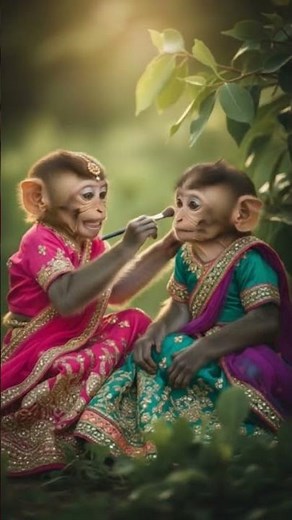 🐒 Funny Monkey Doing Makeup 😂 | Cute Monkey Makeup Video #Shorts