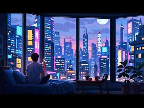 Cyberpunk Rainy Night Cozy Room Above the Neon City | Relax | Study| Sleep Ambience