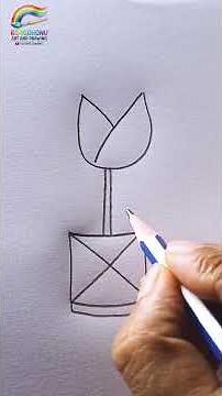 Easy Tulip Flower Drawing in a Pot Step by Step | Simple Flower Drawing