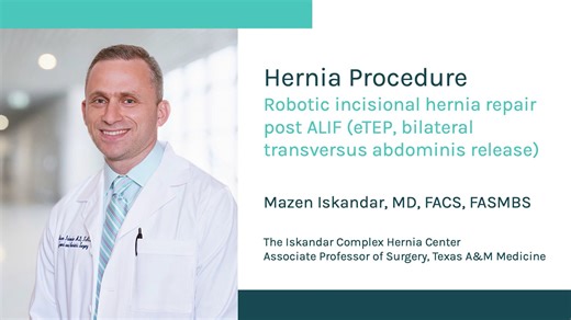 Robotic incisional hernia repair post ALIF (eTEP, bilateral transversus abdominis release)