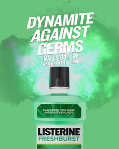 Killing 99% of bad breath germs, Listerine is the dynamite confidence we all need. 💥💥💥 | Listerine