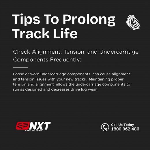 Check Alignment, Tension, and Undercarriage Components Frequently: Loose or worn undercarriage components can cause alignment and tension issues with your new tracks. Maintaining proper tension and alignment allows the undercarriage components to run as designed and decreases drive lug wear. DM your machine track size for pricing, or call 1800 062 486. https://www.globaltrackwarehouse.com.au/ #GlobalTrackWarehouse #RubberTracks #FarmingAustralia #AgricultureMachinery #spareparts #rubbertracks #h