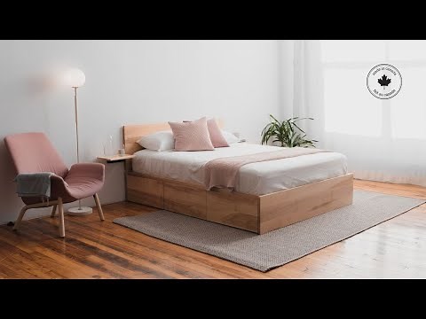 Lit moderne en bois massif avec tiroirs