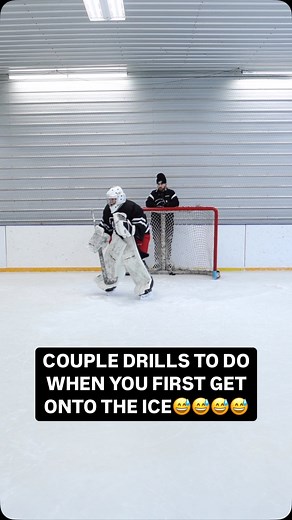 Couple drills to do when you first get onto the ice😅 #goalies #goaliecoach #hockey #goalieparents #goalie #hockeyplayer #hockeycoach #goalietraining #goaliegear #hockeygoalie #nhl #hockeytraining #goaliemask #goalielife #goaliemom #goaliedad #goaliecamp #goaliecamps #goaliedrills #goaliesaves #goaliepads #goalieschool | Increase Performance Goaltender Development