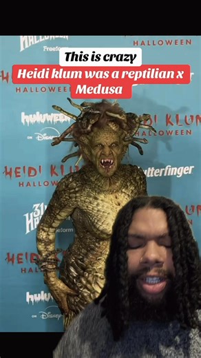 Heidi klum shows her reptilian costume 😳 #reptilian #fyp #heidiklum #weird ￼#halloween | Zaereacts