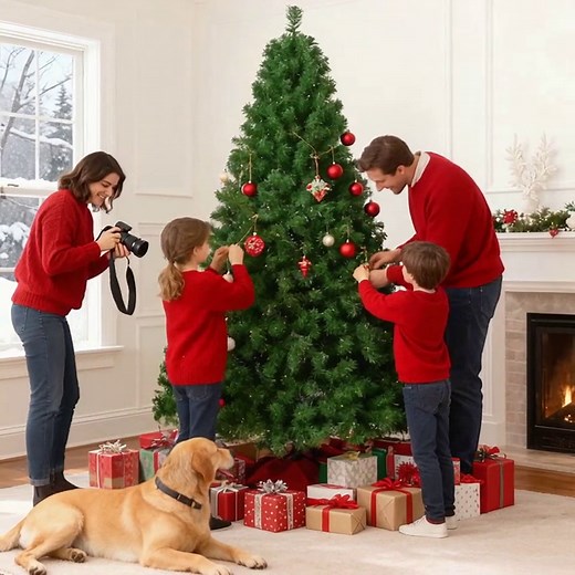 Vebreda Christmas Tree 6ft Artificial Hinged Xmas Tree with 1000 Branch Tips, Green