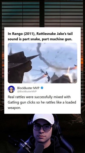 In Rango 2011 Rattlesnake Jakes tail sound is part snake part machine gun