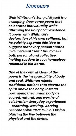 Song of Myself by Walt Whitman Summary