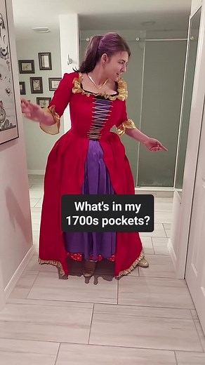 My 1700s Wonder Woman gown has massive pockets! I can put an entire sword in there. Georgian gowns are the best for #pockets! #1700s #wonderwoman #orcrist #sewing