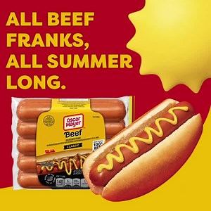 🌞 out 🌭 out! Our new 100% beef franks are dropping just in time for grilling season. Are you dropping them on your grill? | Oscar Mayer